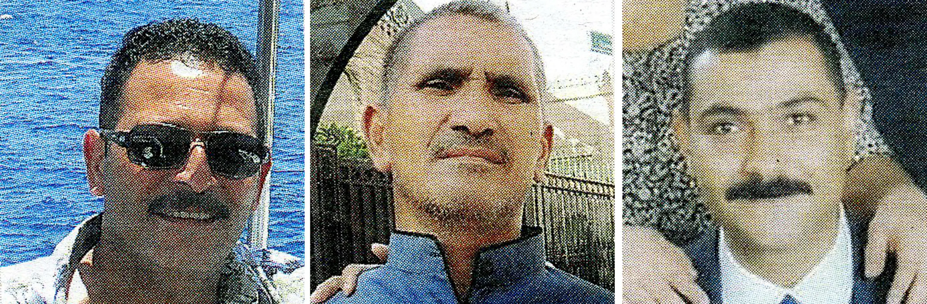Da sinistra nella combo gli 007 egiziani il colonnello Athar Kamel Mohamed ,il maggiore Magdi Ibrahim Abdelal Sharif e il colonnello Uhsam Helmi