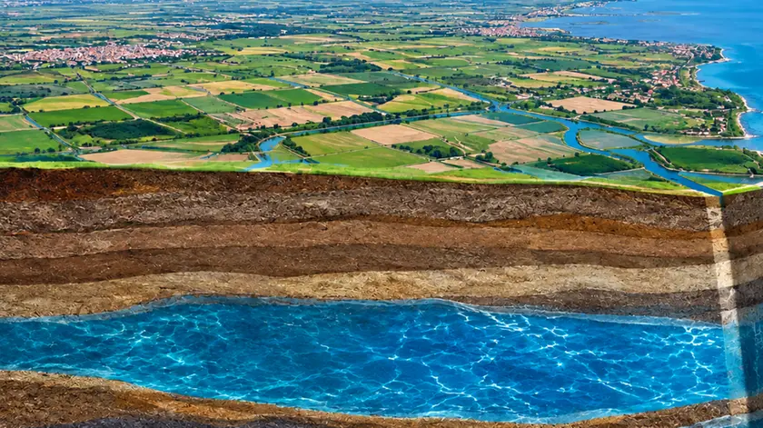 Una ricostruzione del lago sotterraneo