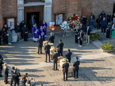 I feretri di Sean Michieli, 25 anni, e Gabriella Querino Elorriaga, 26 (foto Bortoluzzi)