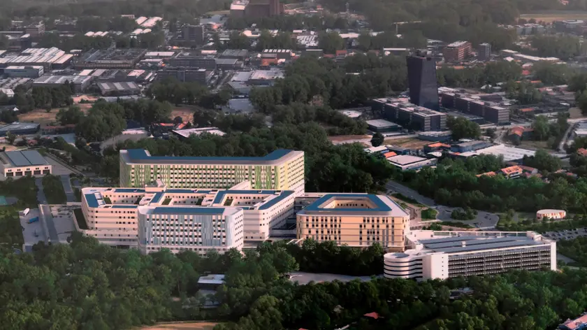 Il rendering del nuovo ospedale di Padova