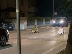 La protesta pacifica in mezzo alla strada a Torre di Mosto