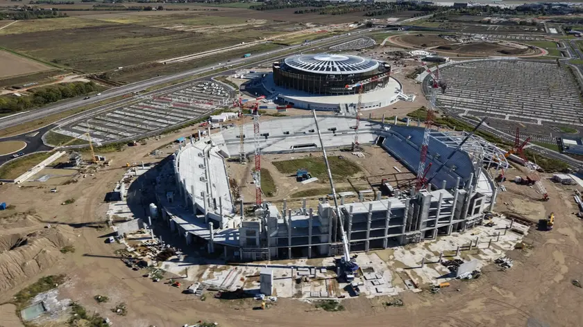 I lavori in corso per lo stadio al Bosco dello sport