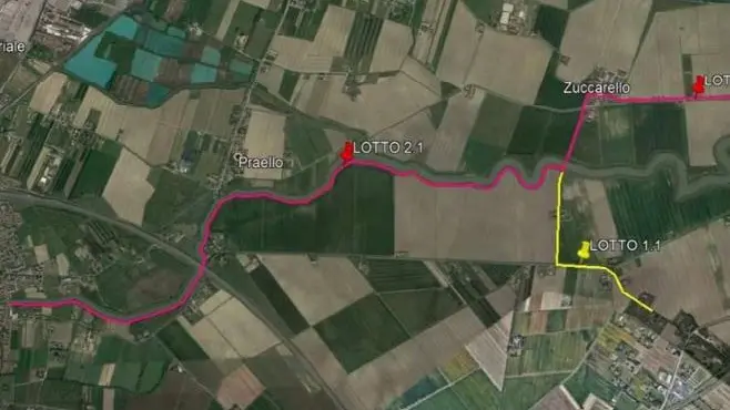 Il tracciato della pista ciclabile