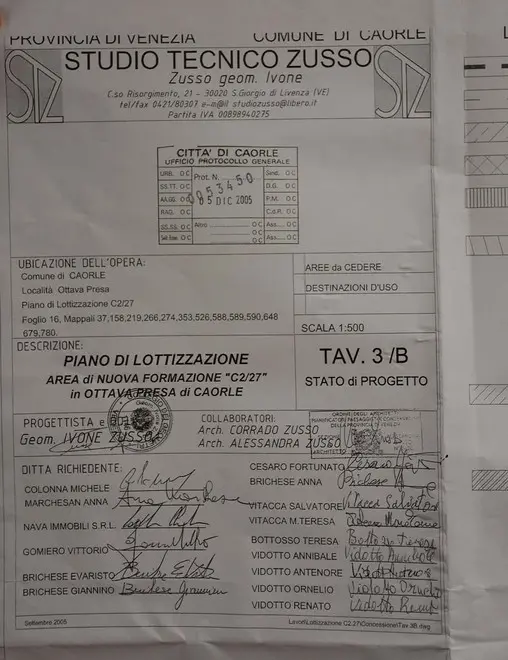 COLUCCI - DINO TOMMASELLA - CAORLE - INCHIESTA "TERME DI CAORLE" - PROGETTI "PIANO DI LOTTIZZAZIONE" LOCALITA' OTTAVA PRESA DI CAORLE