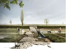Un rendering che mostra come sarà il nuovo Parco archeologico