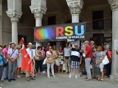 Interpress/Gf.Tagliapietra.08.07.2016.- Manifestazione dei comunali a Cà Farsetti.