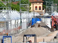 Il cantiere per l’allestimento del “Villaggio Coldiretti”