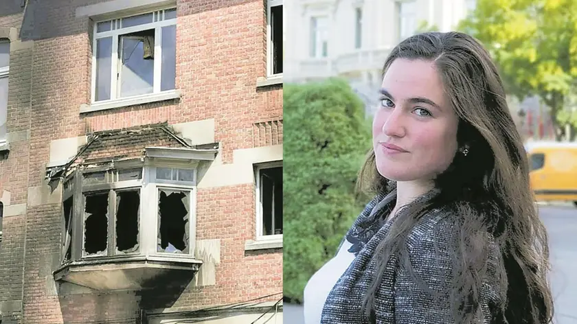 A sinistra la casa al numero 62 di Rue Aviateur Thieffry nel cui incendio è morta Anna Tuzzato