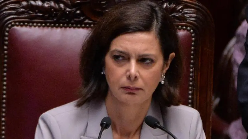 La presidente della Camera dei Deputati Laura Boldrini, durante la discussione sulle disposizioni in materia di cittadinanza, Roma, 13 ottobre 2015. ANSA / MAURIZIO BRAMBATTI