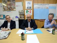 I candidati alle primarie del Pd: da sinistra, Jacopo Molina, Nicola Pellicani e Felice Casson