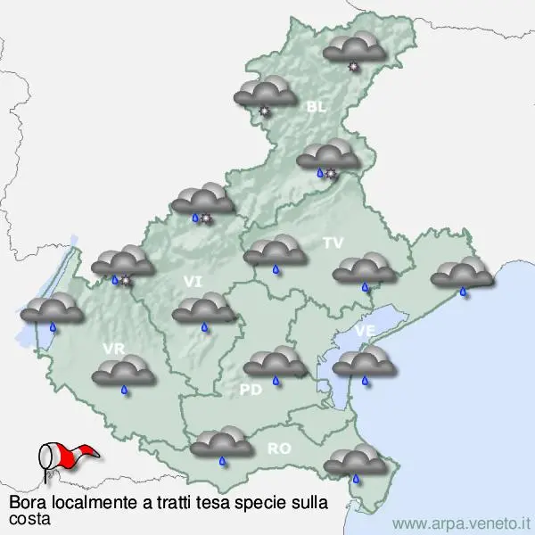 Le previsioni Arpa per giovedì