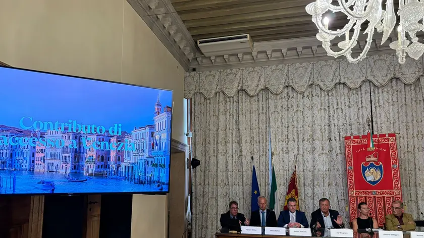 La conferenza stampa sul contributo d'accesso a Venezia (foto Gargioni)
