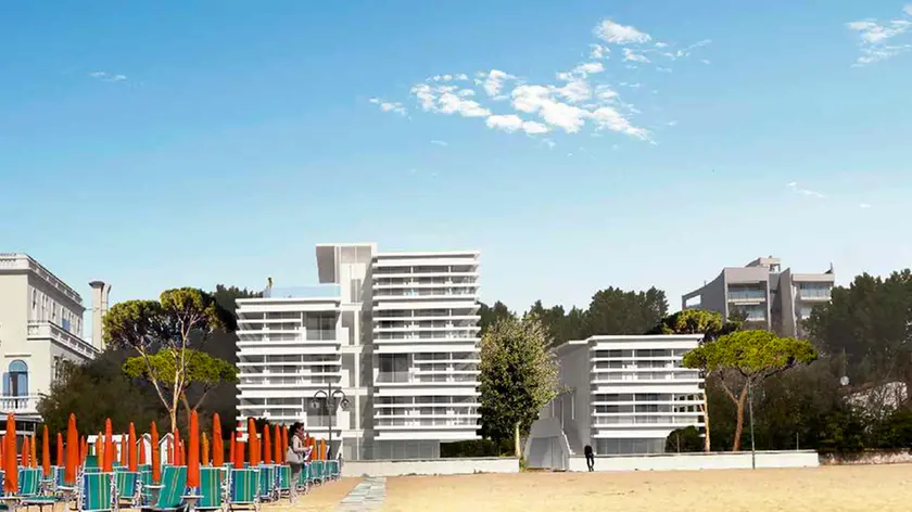 COLUCCI - DINO TOMMASELLA - JESOLO - RENDERING DELL'ALBERGO AL POSTO DI VILLA PANTO