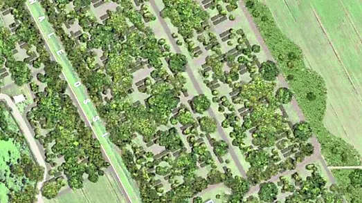 Un rendering del futuro villaggio di Valle Ossi a Eraclea