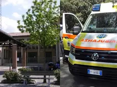 La scuola elementare Marconi di Scorzè e una ambulanza del Suem 118