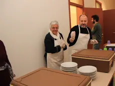 Visita del patriarca Moraglia al dormitorio-mensa Papa Francesco in via Mameli a Marghera.nella foto volontari del centro