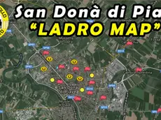 La mappa preparata per la segnalazione dei furti in casa