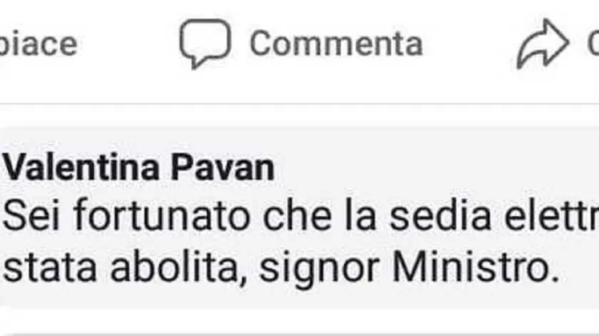 Il post sotto accusa ora rimosso