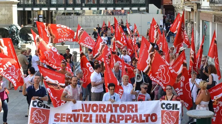 Interpress/Mazzega Venezia, 16.08.2016.- Manifestazione Musei Civici Veneziani in sciopero.- Nella foto in Campo Manin