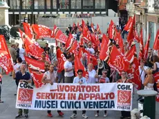 Interpress/Mazzega Venezia, 16.08.2016.- Manifestazione Musei Civici Veneziani in sciopero.- Nella foto in Campo Manin