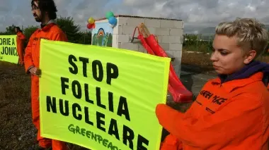 Una protesta contro le centrali nucleari