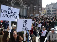 Interpress\M.Tagliapietra venezia 31,03,2019.- Manifestazione contro declassamento Ospedale Civile di Venezia. Campo SS. Giovanni e Paolo.