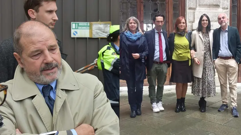 Il prefetto Vittorio Zappalorto e i rappresentanti dell'opposizione all'uscita dalla prefettura