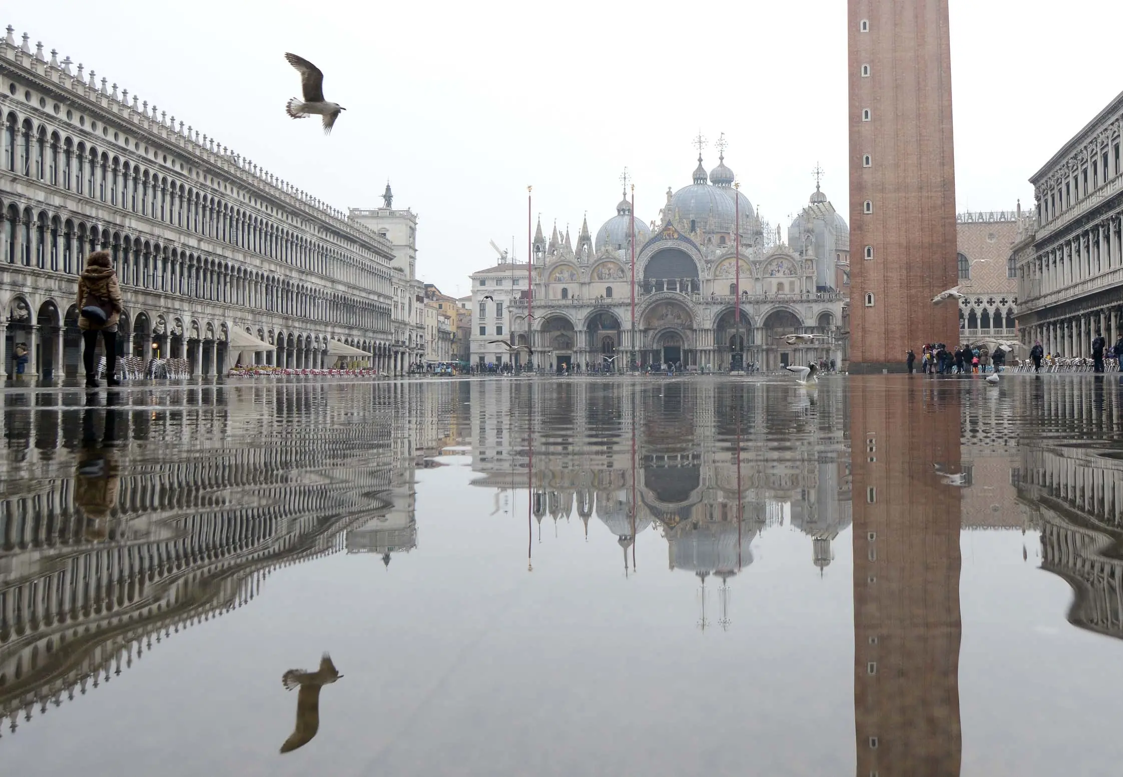 Interpress/M.Tagliapietra Venezia 13.01.2017.- Acqua alta in Piazza San Marco.