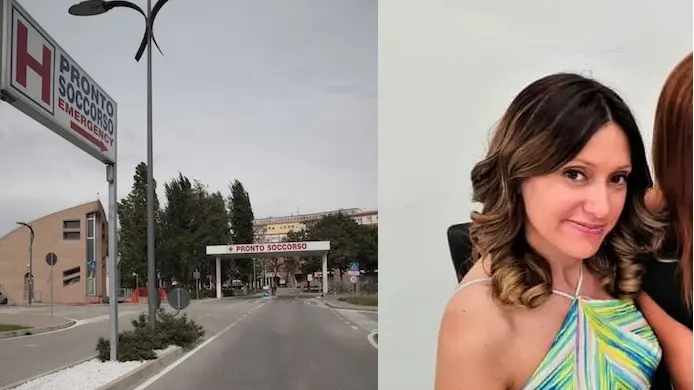L'ingresso del Pronto soccorso di Chioggia, a fianco Federica Fabbian