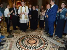 Interpress/M.Tagliapietra Venezia 27.06.2015.- Presentazione restauro Rosone Madonna Nicopeia. Basilica di San Marco. Patriarca Francesco Moraglia, Sindaco Luigi Brugnaro con moglie e figlio.