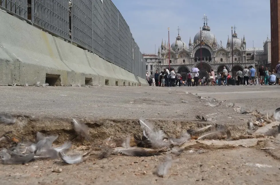 Interpress/M.Tagliapietra Venezia11.09.2018.- Calcestruzzo sui masegni di Piazza San Marco.