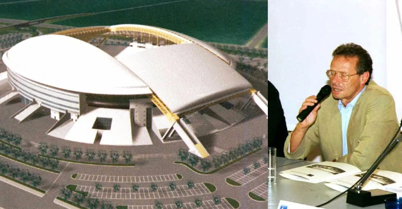 Il progetto dello stadio di Zamparini del 1998. Si noti il lato lasciato aperto su prescrizione della Soprintendenza