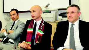 Il ds Magalini con Eugenio Corini e il dg Specchia