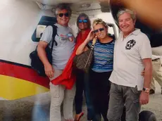 Da sinistra: Vittorio Missoni, la compagna Maurizia Castiglioni, Elda Scalvenzi e il marito Guido Foresti. Erano sull'aereo partito da Los Roques in Venezuela il 4 gennaio del quale si sono perse le tracce, 7 gennaio 2013. Ansa / Filippo Venezia