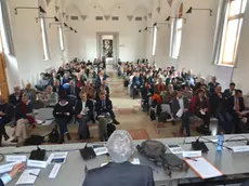 Interpress/ Gf:Tagliapietra. Venezia, 31.03.2016.- IUAV Tolentini. Convegno, Nuova ferrovia delle Dolomiti.Nella foto: Claudio Fermani,Alberto Ferlenga rettore IUAV,Agostino Cappelli IUAV Venezia.