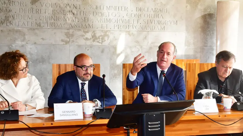Da sinistra Lippiello, Sangiuliano, Zaia e Brugnaro