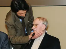 CAIAFFA VENEZIA 17.03.2009.- PRESENTAZIONE DEL LIBRO: ANDREA ZANZOTTO "IN QUESTO PROGRESSO SCORSOIO" CONVERSAZIONE CON MARZIO BREDA. NELLA FOTO: MASSIMO CACCIARI, ANDREA ZANZOTTO.- INTERPRESS