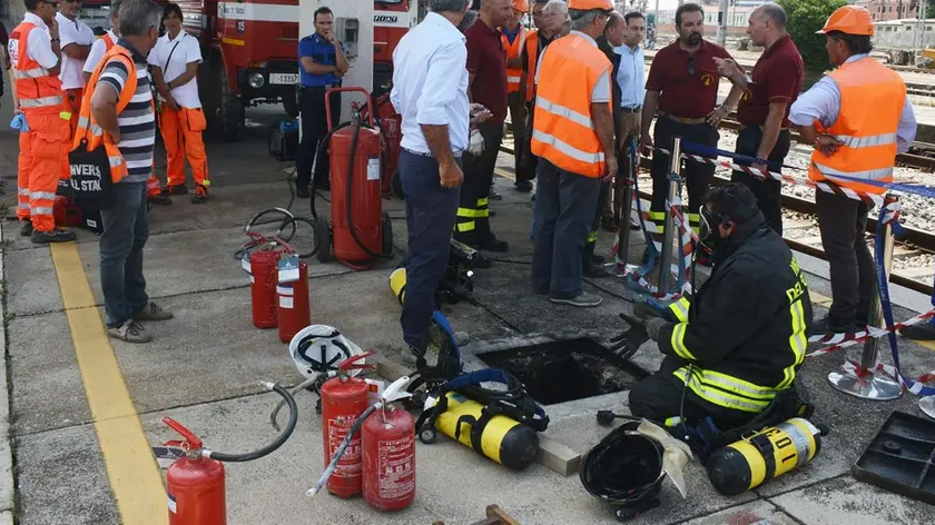 Interpress/M.Tagliapietra Venezia 19.07.2013.- Incendio cavo binario 8. Stazione ferroviaria S. Lucia.