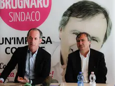 Agenzia: Candussi. Giornalista: Furlan. Descrizione: conferenza stampa Luigi Brugnaro candidato sindaco, Luca Zaia presidente della regione, presso Hilton Garden Inn hotel, Mestre.