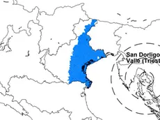 La mappa stimata dei Comuni del Veneto in cui è stata avvertita la scossa (fonte: Regione Veneto)