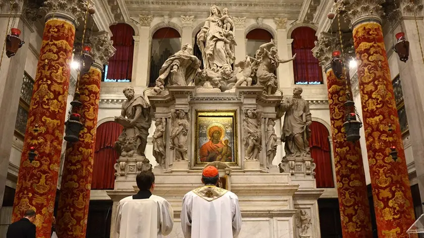 Interpress/M.Tagliapietra Venezia 05.11.2016.- Presentazione del restauro della rizza argentea dell'Icona della Madonna della Salute. Patriarca Francesco Moraglia.