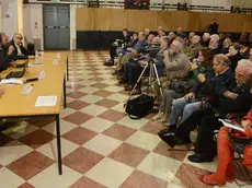 Interpress/M.Tagliapietra Venezia 26.10.2016.- Presentazione del Libro "IL MOSE SALVERA' VENEZIA?". San Leonardo. Nella foto gli autori: Vincenzo di Tella, Gaetano, Sebastiani, Paolo Vielmo, con Alberto Vitucci.