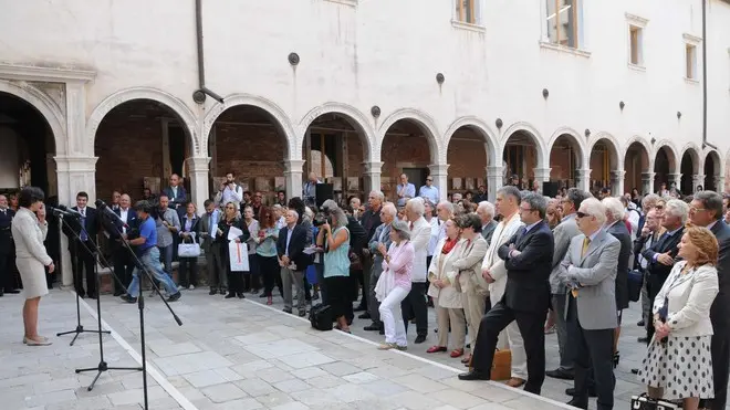 Interpress/Mazzega De Rossi Vernezia,.- Inaugurazione del complesso ex Caserma Manin, ex convento dei Crociferi, oggi Residenza Universitaria "Dei Crociferi.- Nella foto l'intervento del Min Maria Chiara Carrozza