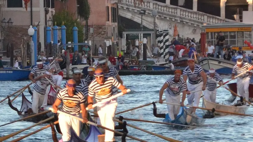 Interpress/Mazzega Scattolin Veneziam 06.09.2015.- Regata Storica 20105, Igor e Rudi Vignotto vincitori della regata gondolini