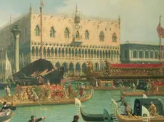 ca. 1750 --- Venice: The Return of the Bucintoro to the Molo on Ascension Day by Canaletto --- Image by © Alexander Burkatovski/CORBIS