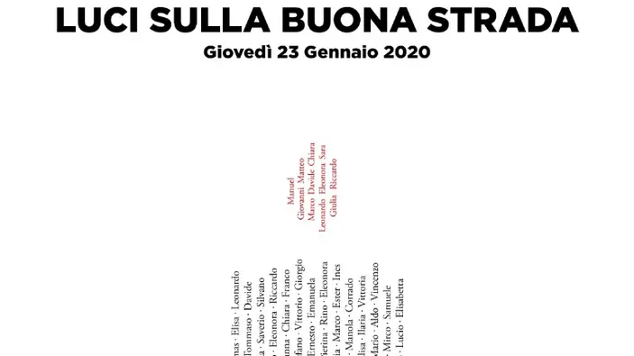 SCATTOLIN - TOMMASELLA - MUSILE - IL MANIFESTO CON I NOMI CHE COMPONGONO LA FORMA DI UNA CANDELA PER LA FIACCOLATA DEL 23 GENNAIO