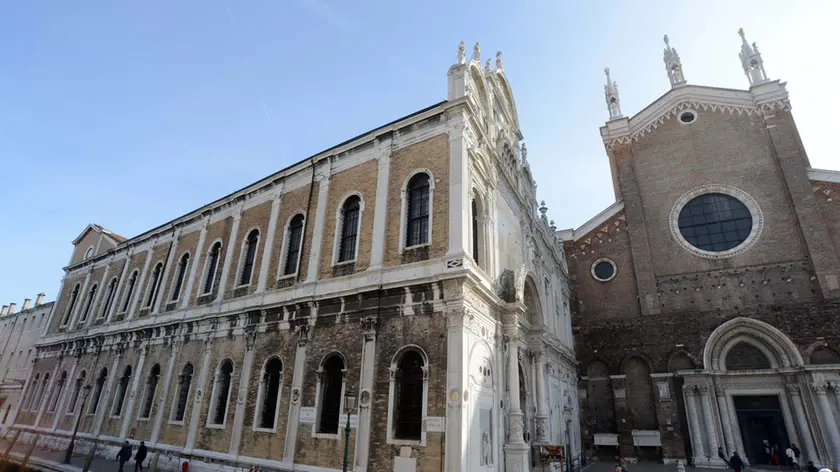 Interpress/M.Tagliapietra Venezia 25.10.2017.- Lavori in corso facciata Ospedale civile di Venezia fondamenta mendicanti.