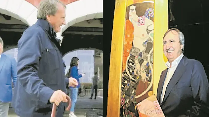 Il sindaco Luigi Brugnaro in versione vigile urbano in via Poerio e in versione critico d'arte al Museo d'arte moderna con la Giuditta II di Klimt