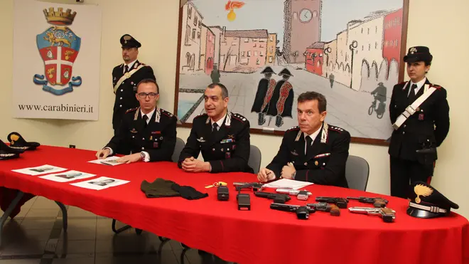 Conferenza stampa presso il comando provinciale dei Carabinieri di Venezia sull' operazione Raptor che ha portato all'arresto di una banda di rapinatori seriali