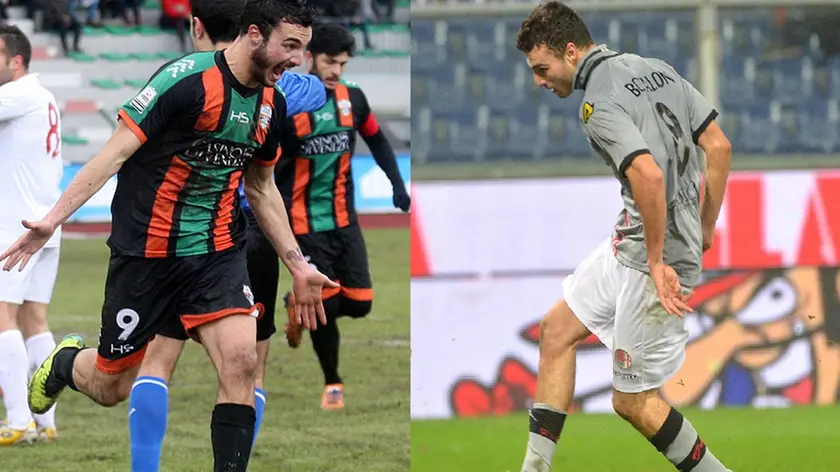 Riccardo Bocalon con le maglie del Venezia e dell'Alessandria